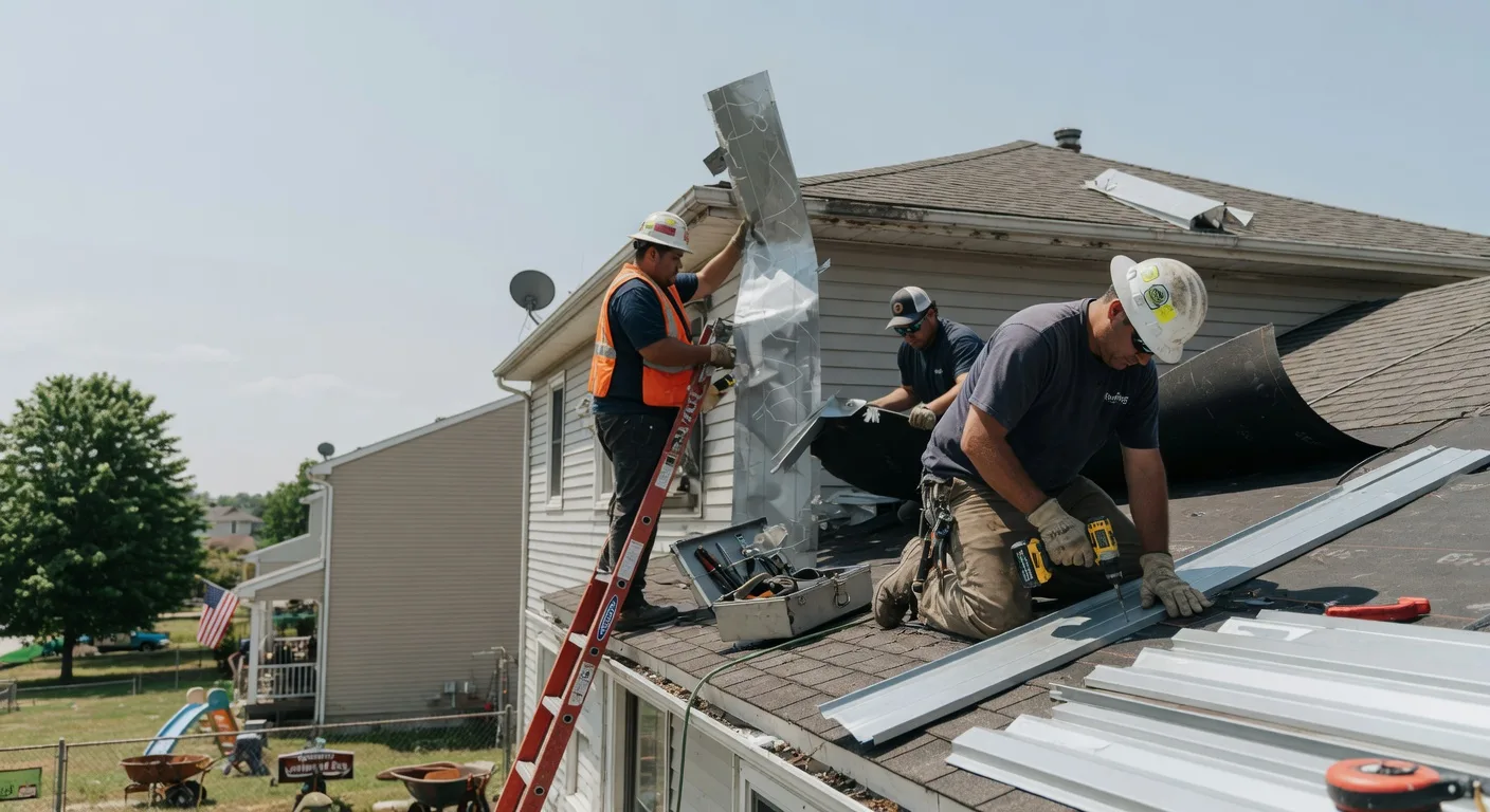 Storm Damage Metal Roof Repair in East Corinth, VT